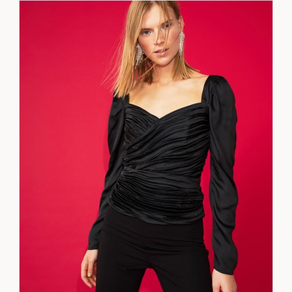 H&M Draped Satin Blouse